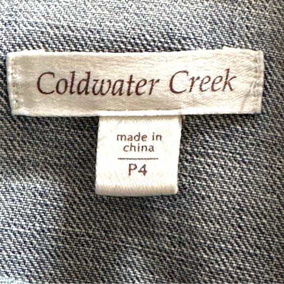 Coldwater Creek Jean Jacket Light Wash Distressed White Embroidered Denim  4P - Picture 2 of 12